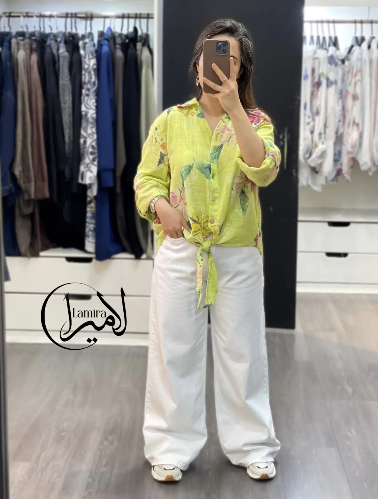 شومیز لینن ایتالیایی جلو گره ای ❌طرح پیچک